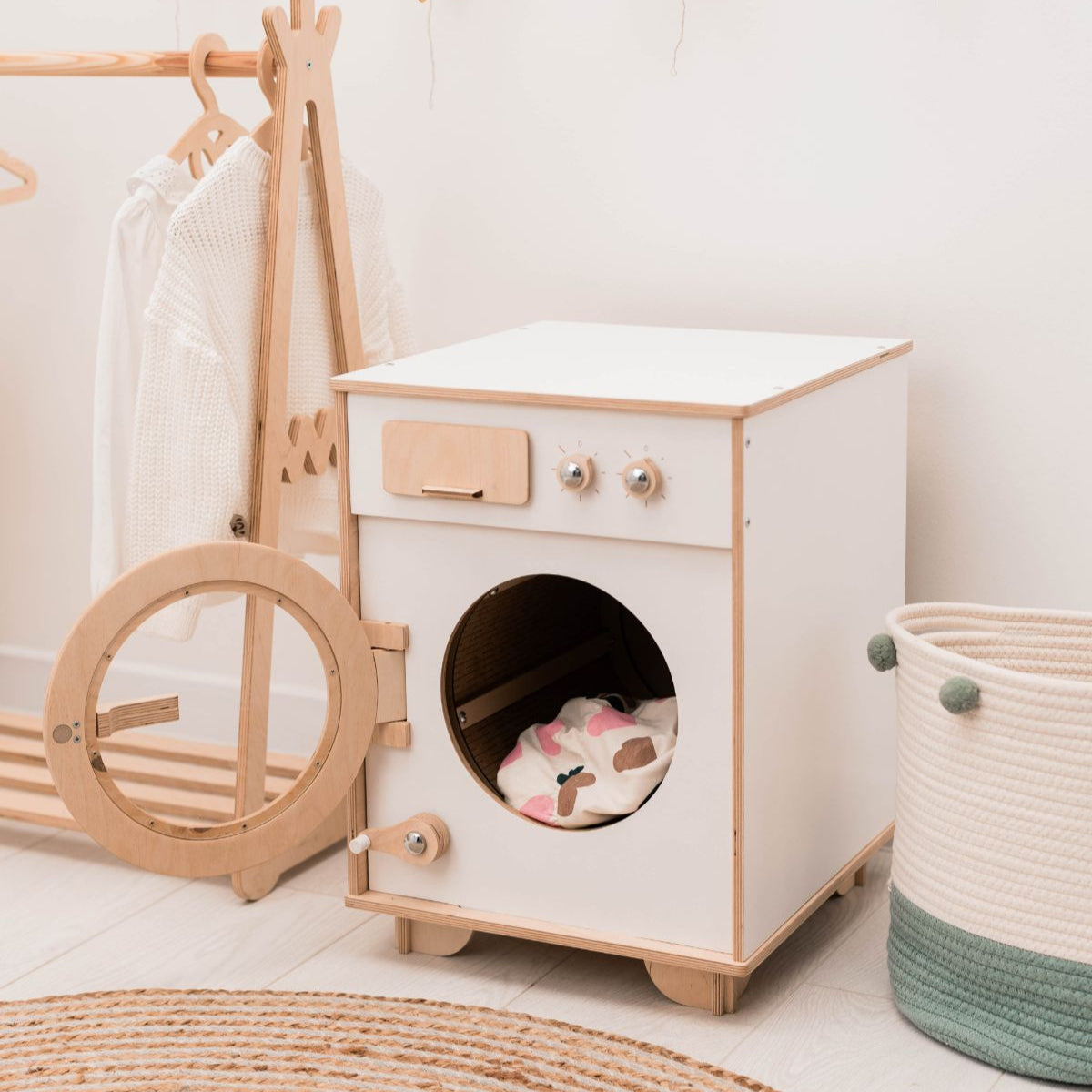 Enjoy the Wood Color Wooden Toy Washing Machine