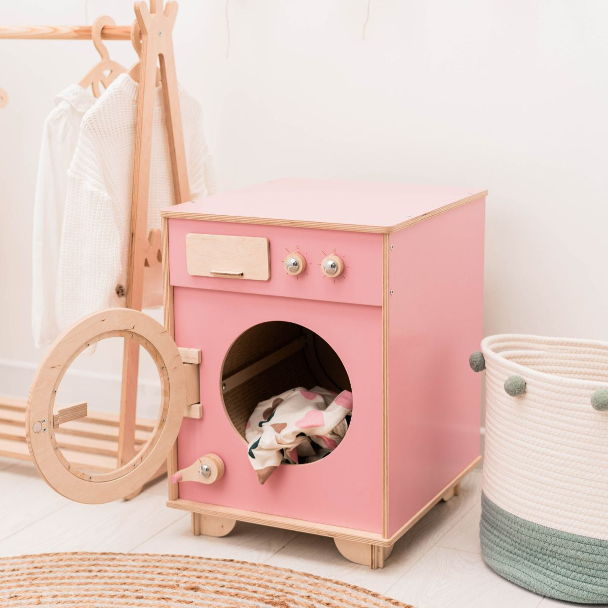 Enjoy the Wood Color Wooden Toy Washing Machine