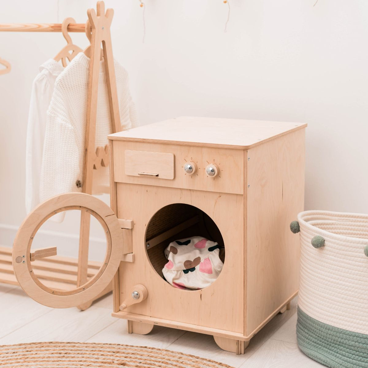 Enjoy the Wood Natural Wooden Toy Washing Machine