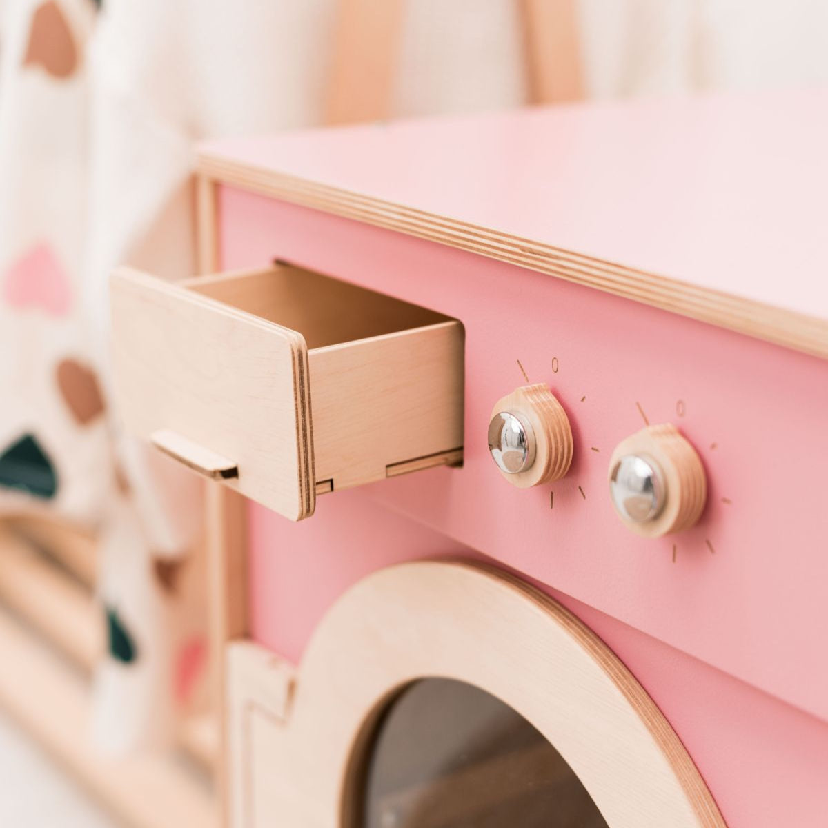 Enjoy the Wood Color Wooden Toy Washing Machine