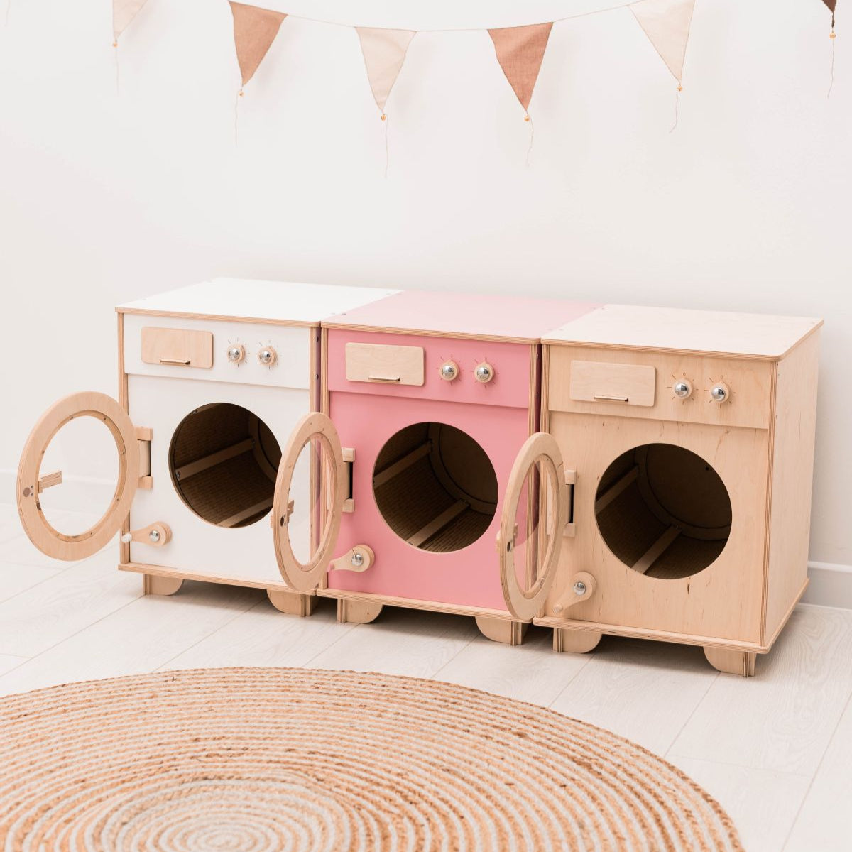 Enjoy the Wood Color Wooden Toy Washing Machine