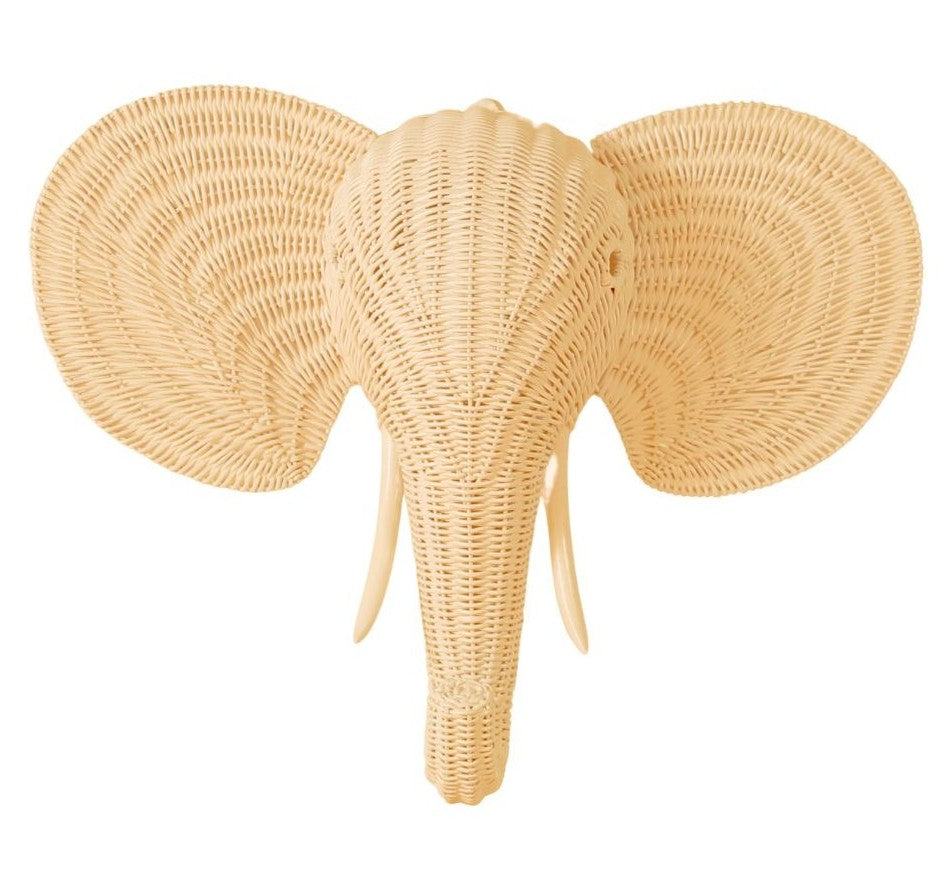 Lullaby Rattan Rattan Elephant Wall Decor – Safari Nursery Wall Art | Boho Kids Room Animal Head | Handmade Natural Rattan Décor