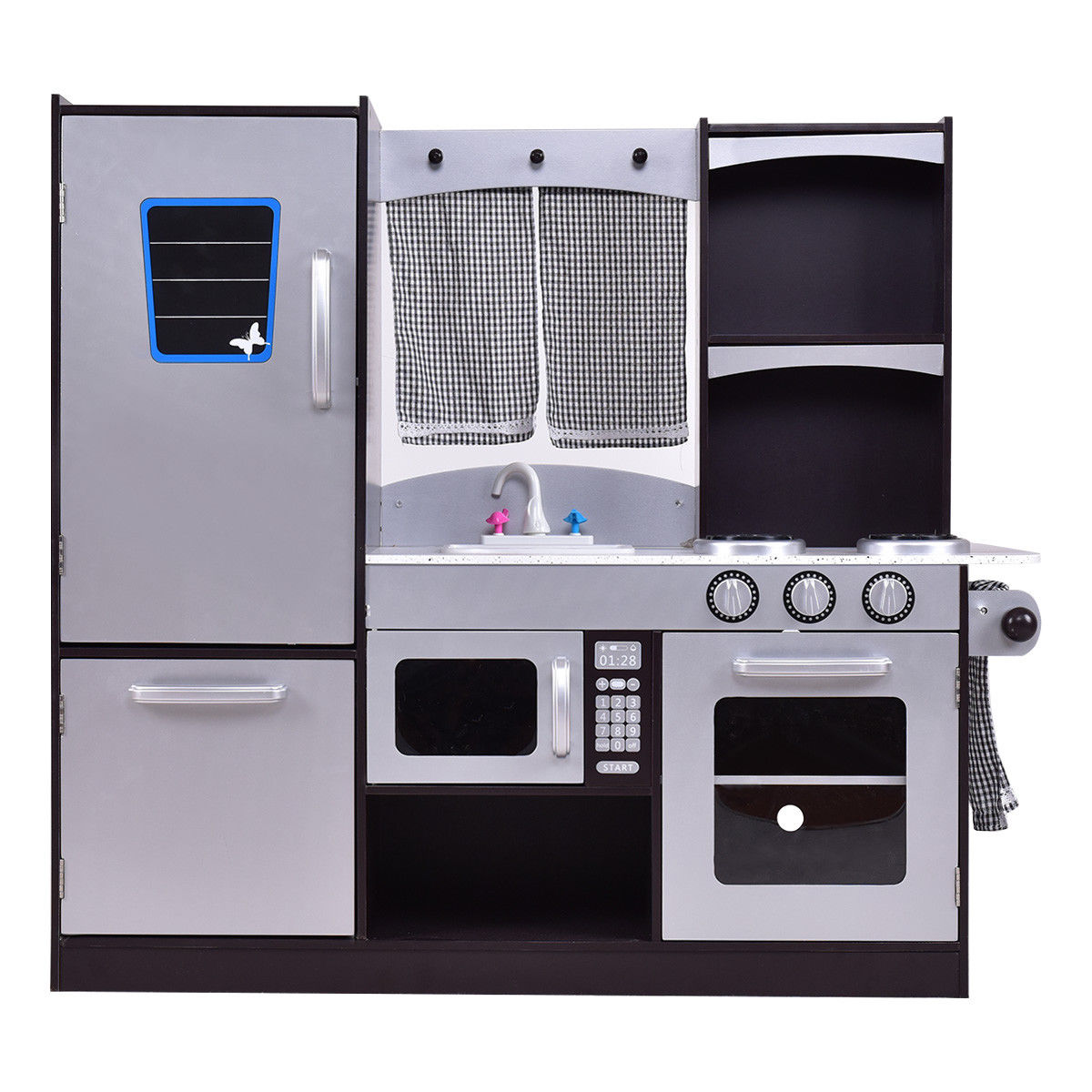 GBruno Kids Wooden Modern Kitchen Cooking Pretend Play Set