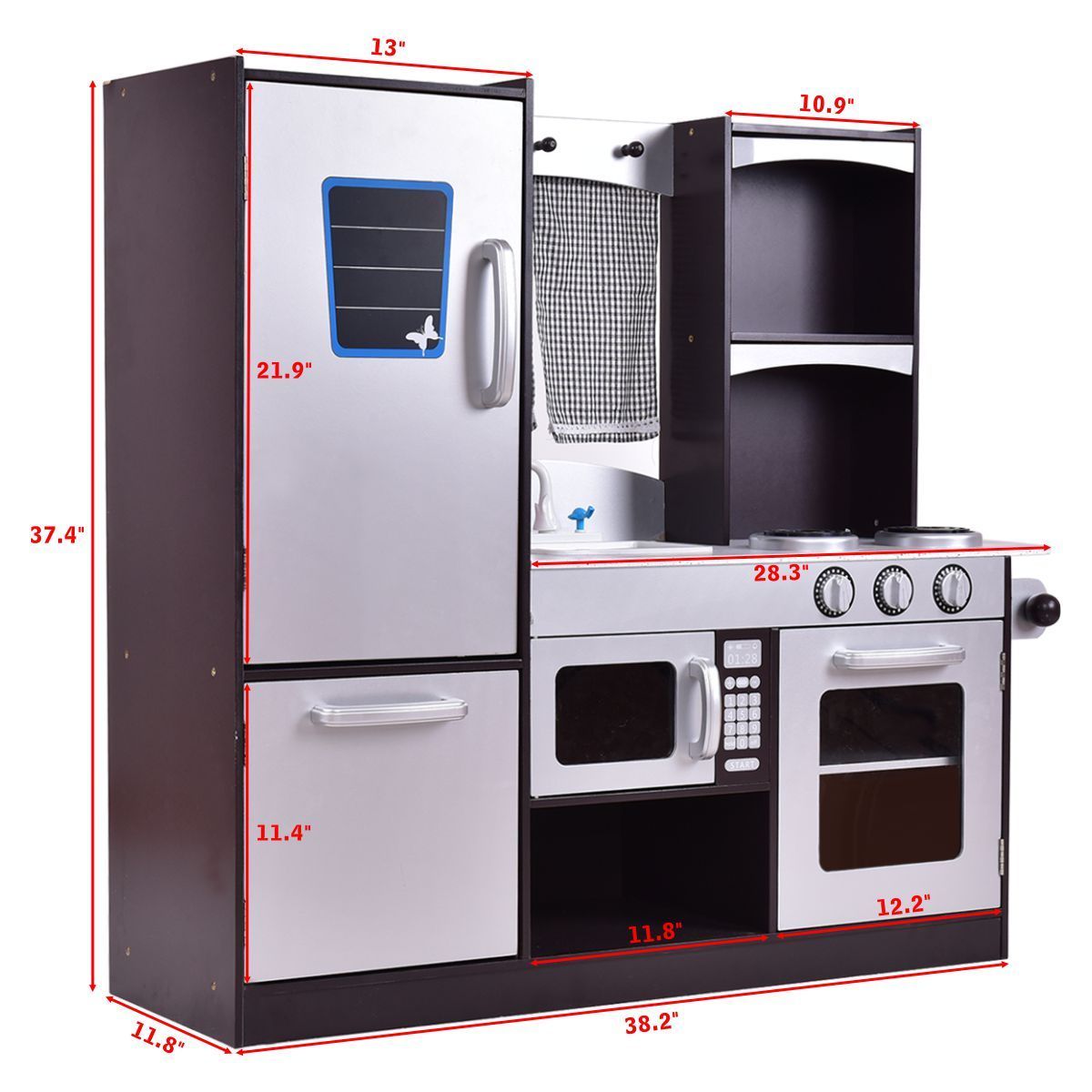 GBruno Kids Wooden Modern Kitchen Cooking Pretend Play Set