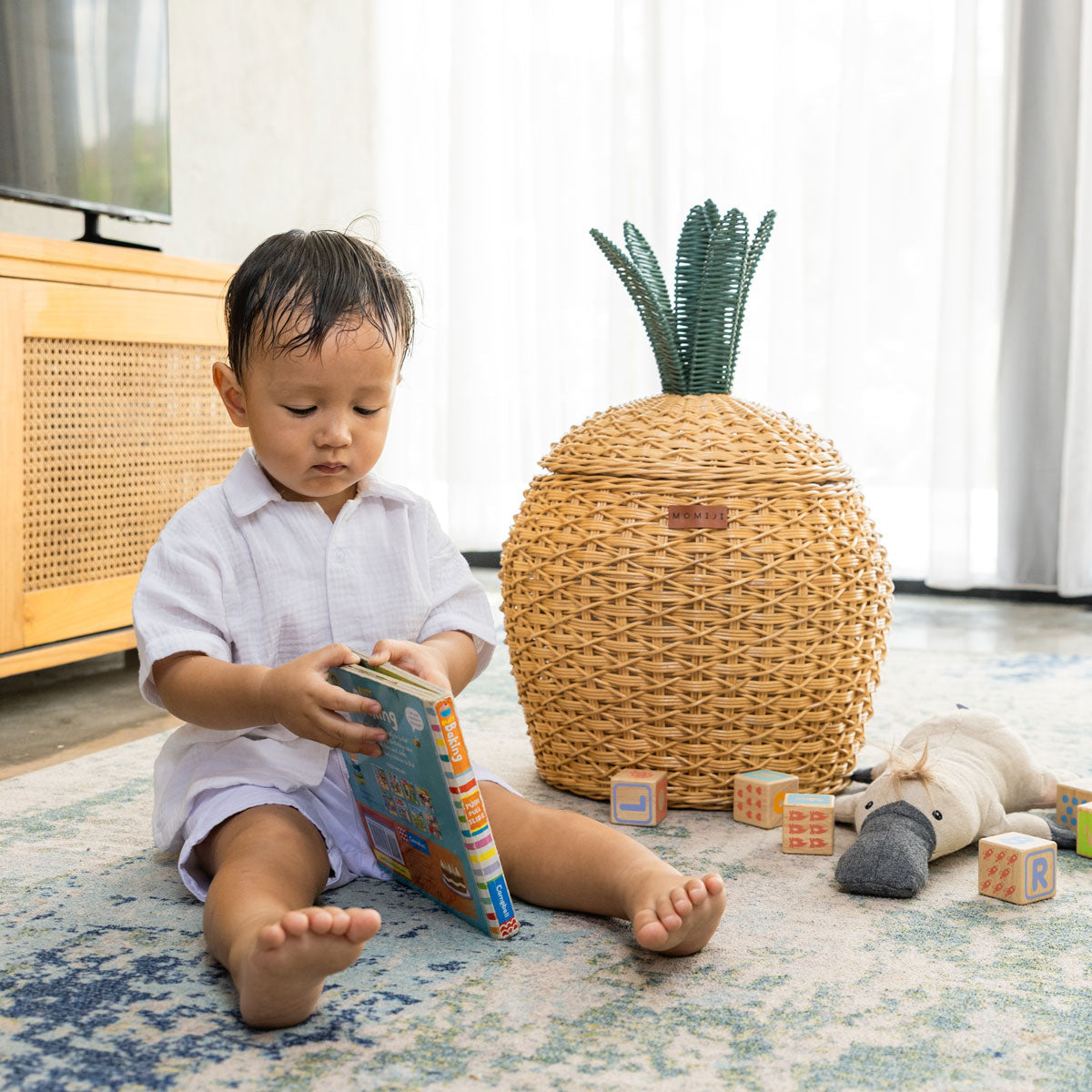 MOMIJI Pineapple Rattan Storage Basket Natural - Medium MOMIJI US LLC