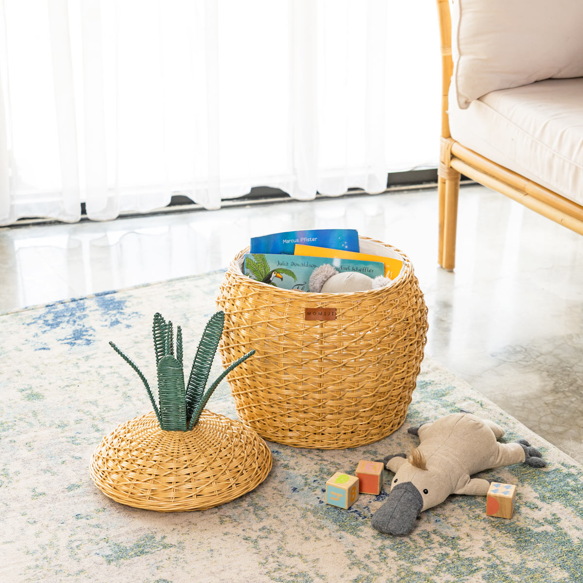 MOMIJI Pineapple Rattan Storage Basket Natural - Medium MOMIJI US LLC