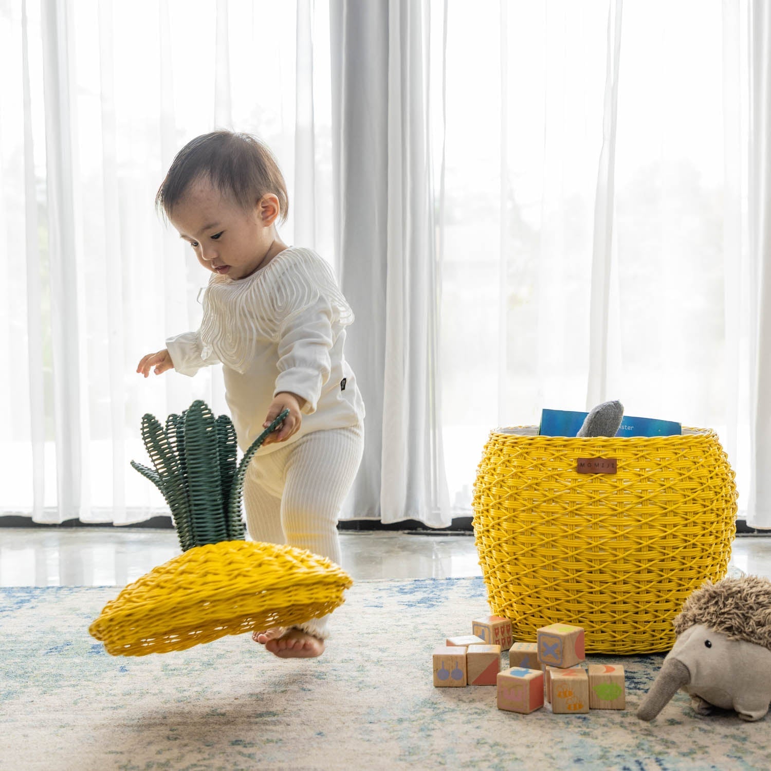MOMIJI Pineapple Rattan Storage Basket Yellow - Medium MOMIJI US LLC