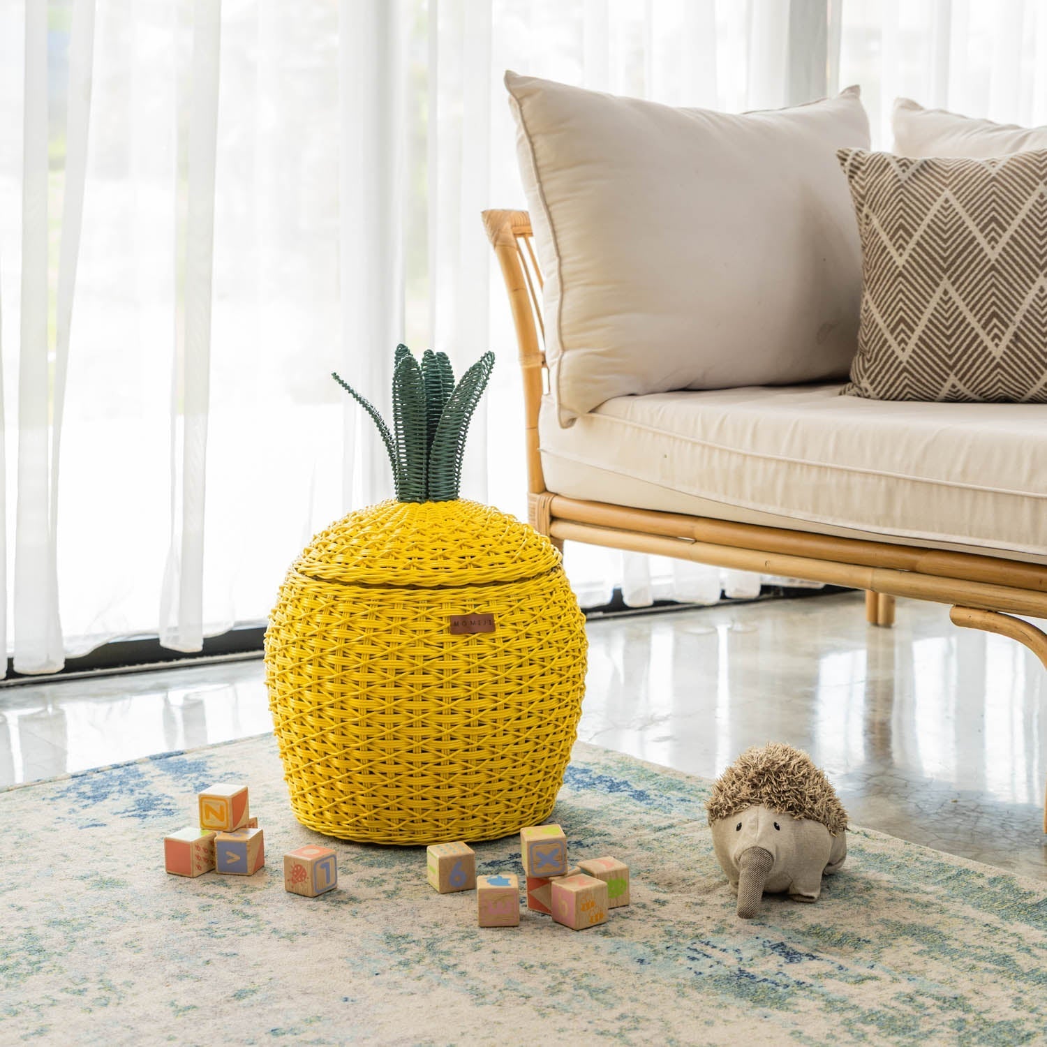 MOMIJI Pineapple Rattan Storage Basket Yellow - Medium MOMIJI US LLC