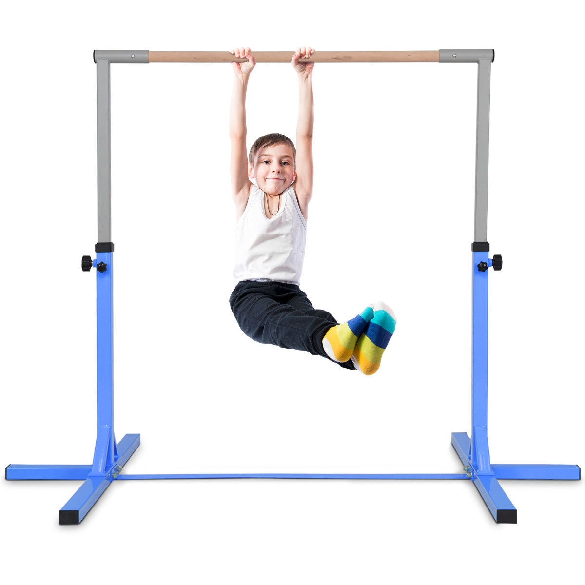 GBruno Adjustable Gymnastics Horizontal Bar for Kids-Blue