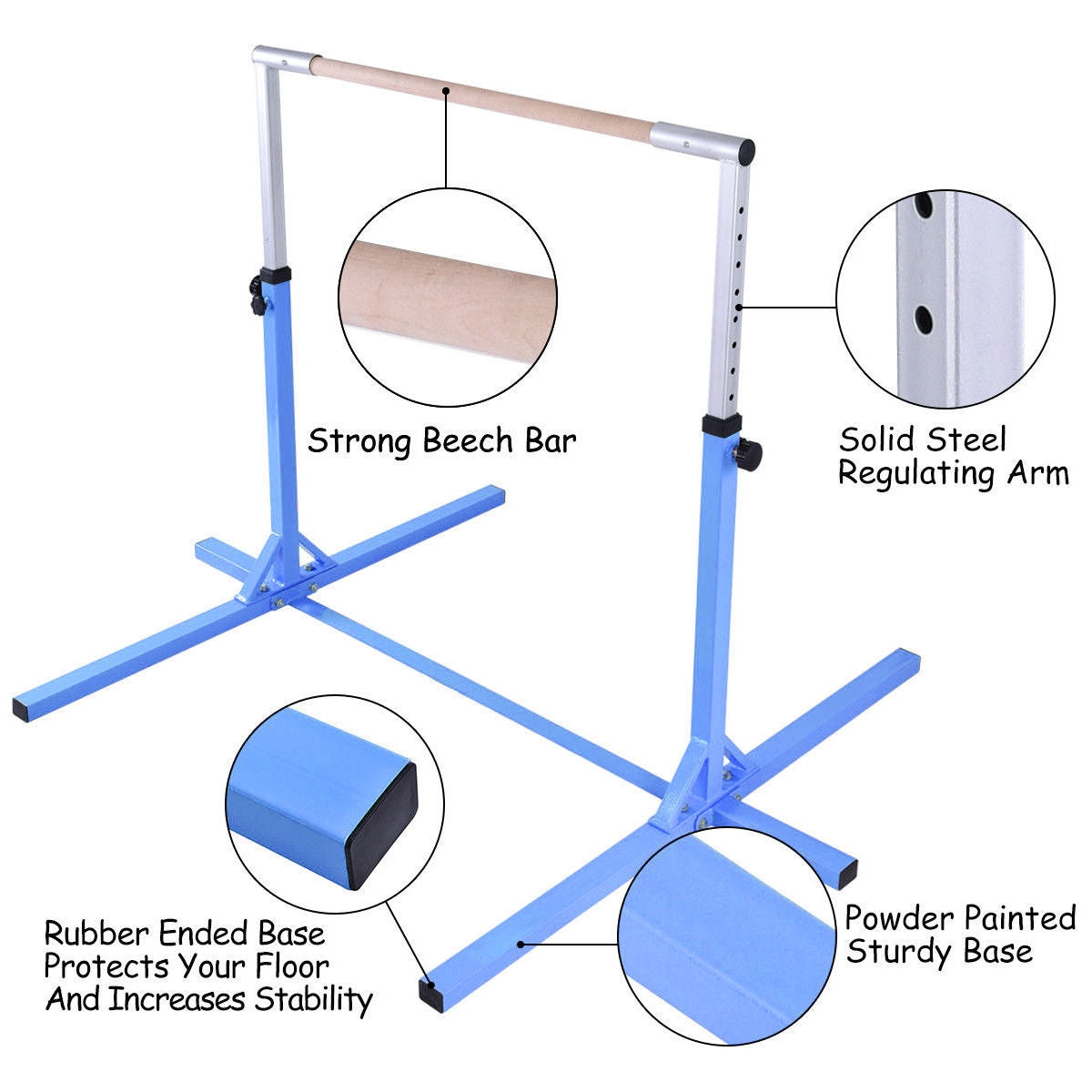 GBruno Adjustable Gymnastics Horizontal Bar for Kids-Blue