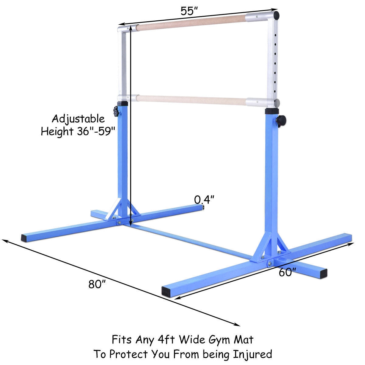 GBruno Adjustable Gymnastics Horizontal Bar for Kids-Blue