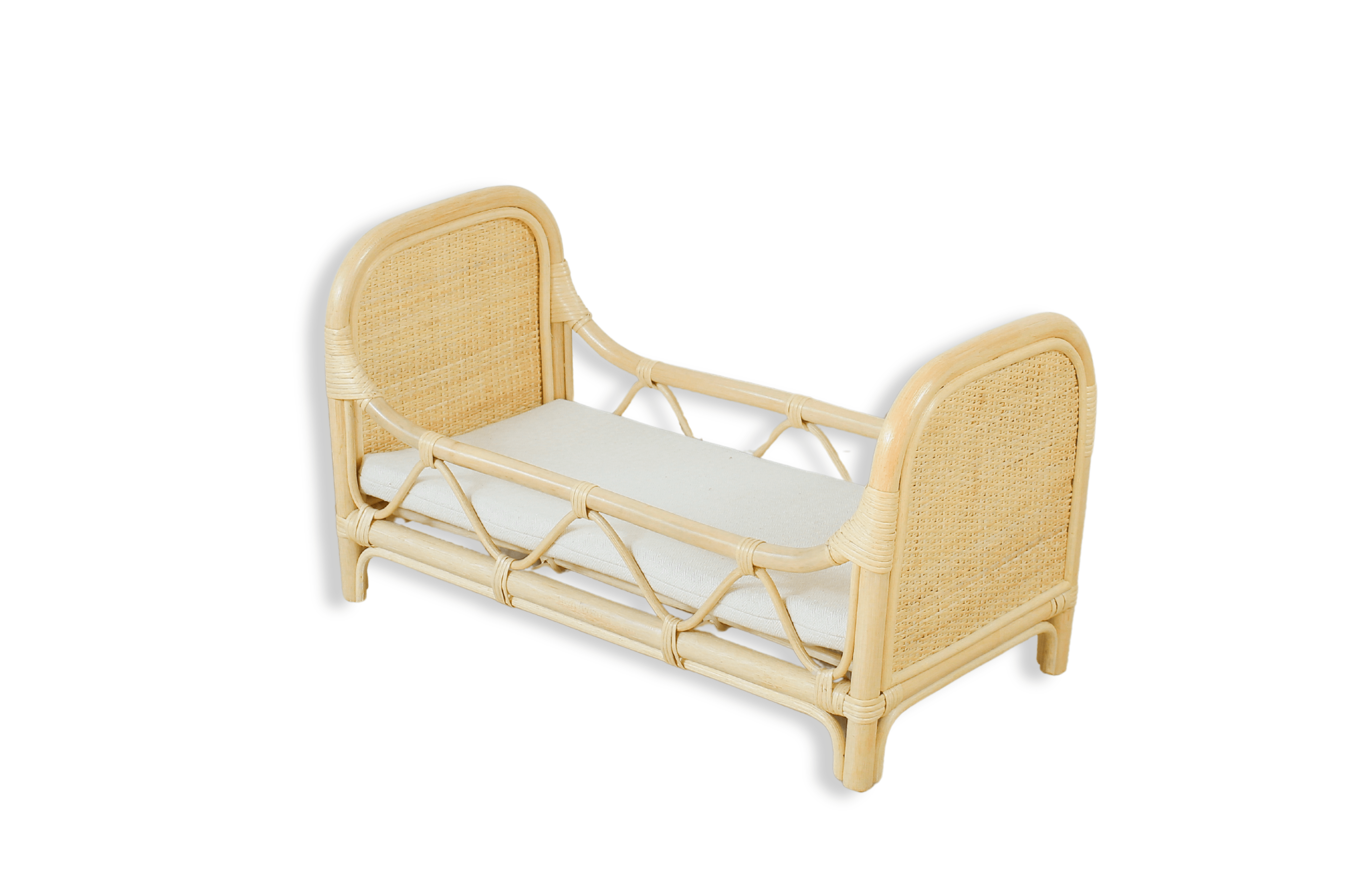 Lullaby Rattan Rattan Doll Bed – Boho Montessori Doll Furniture for Imaginative Play