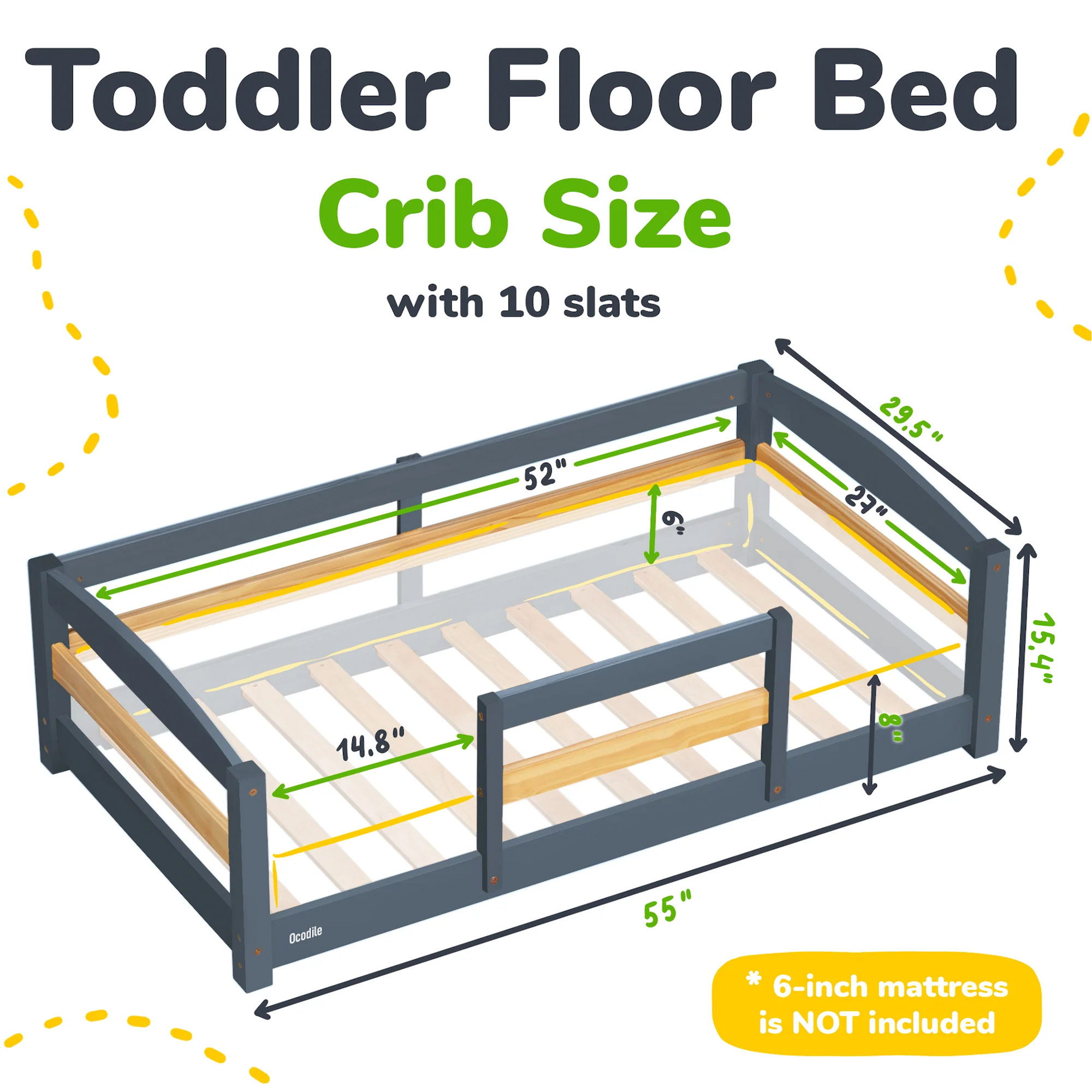 Ocodile Floor Bed - Crib Size