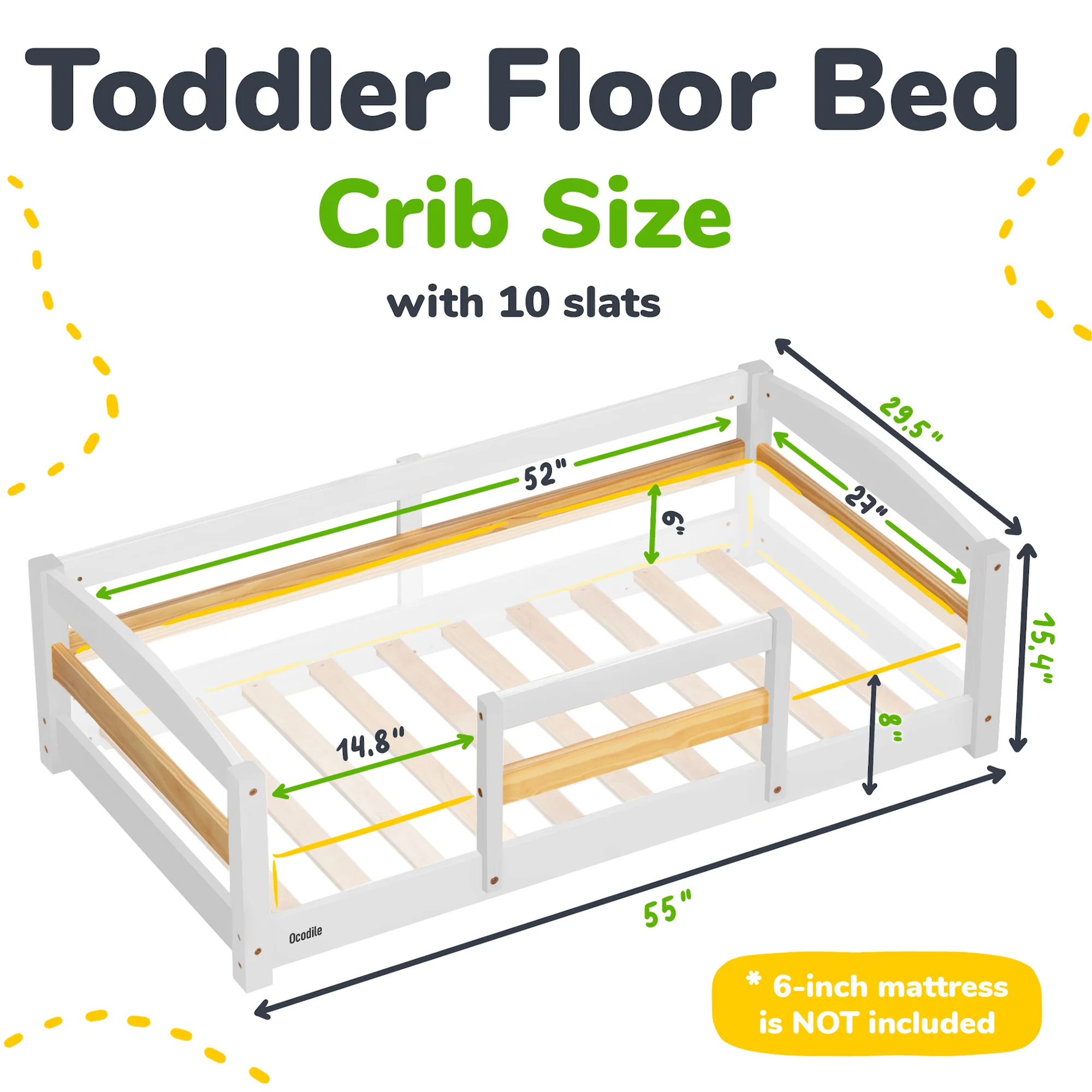 Ocodile Floor Bed - Crib Size