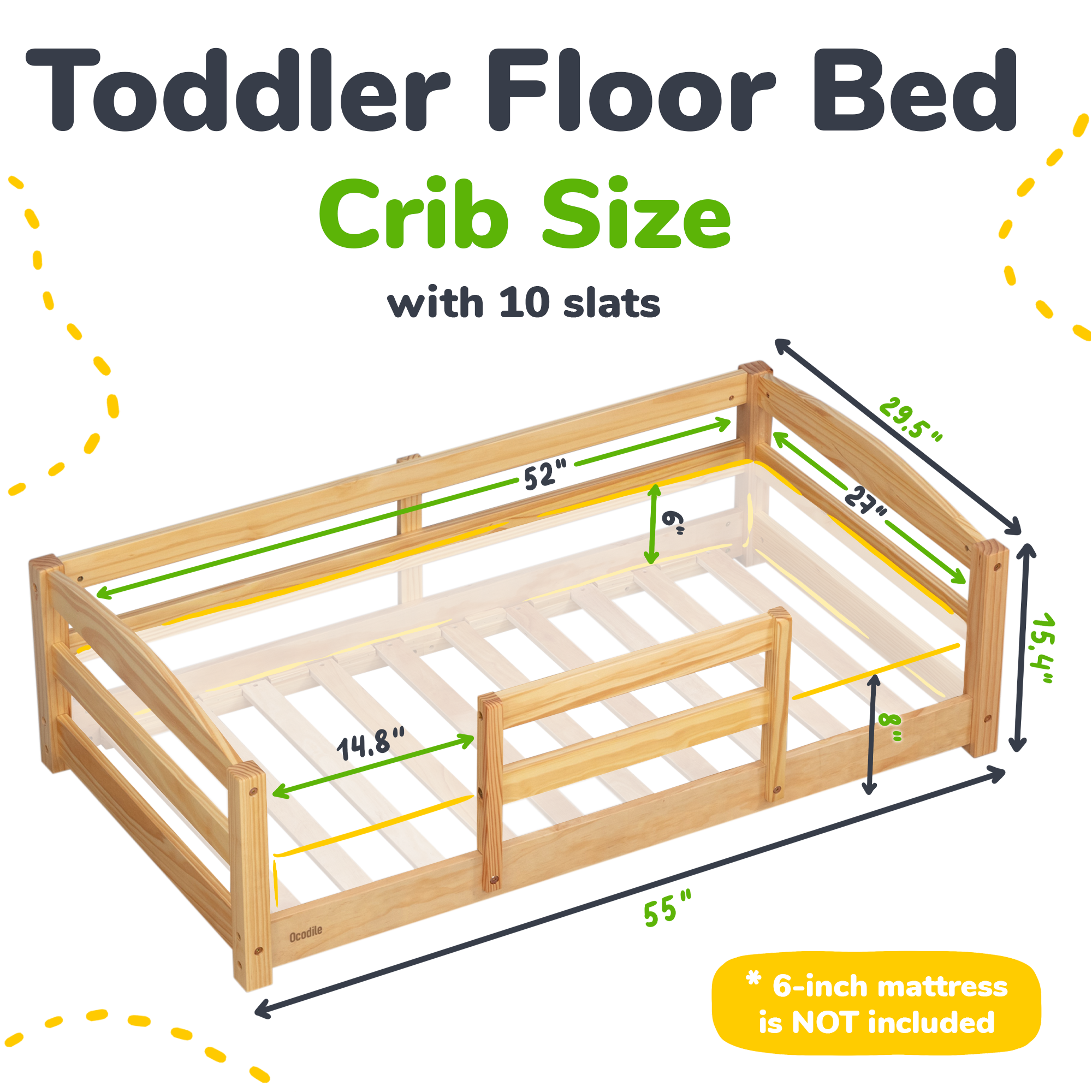 Ocodile Floor Bed - Crib Size