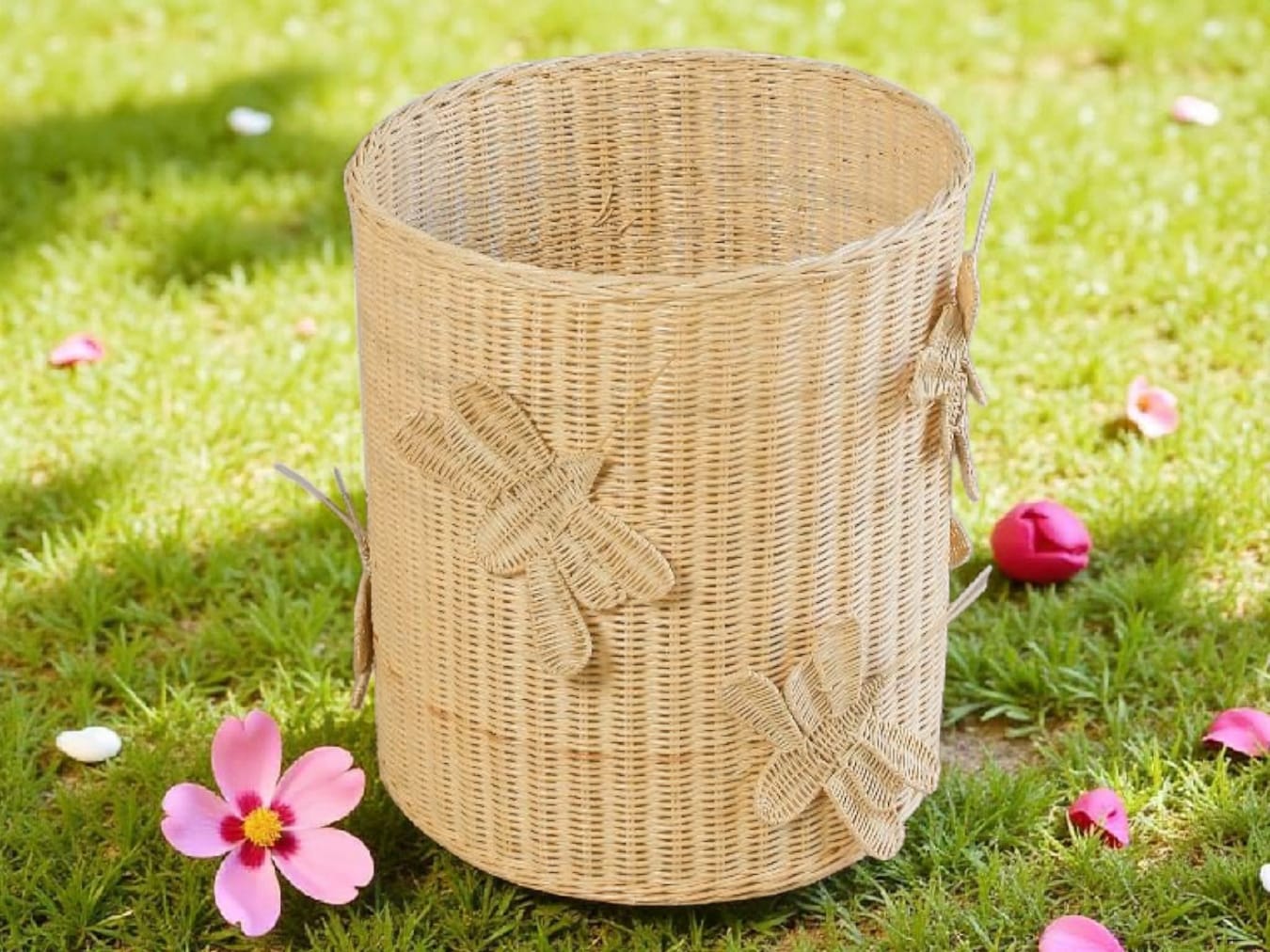 Lullaby Rattan Flutter Wing Hamper Rattan Basket – Handwoven Boho Storage for Toys, Blankets & Laundry