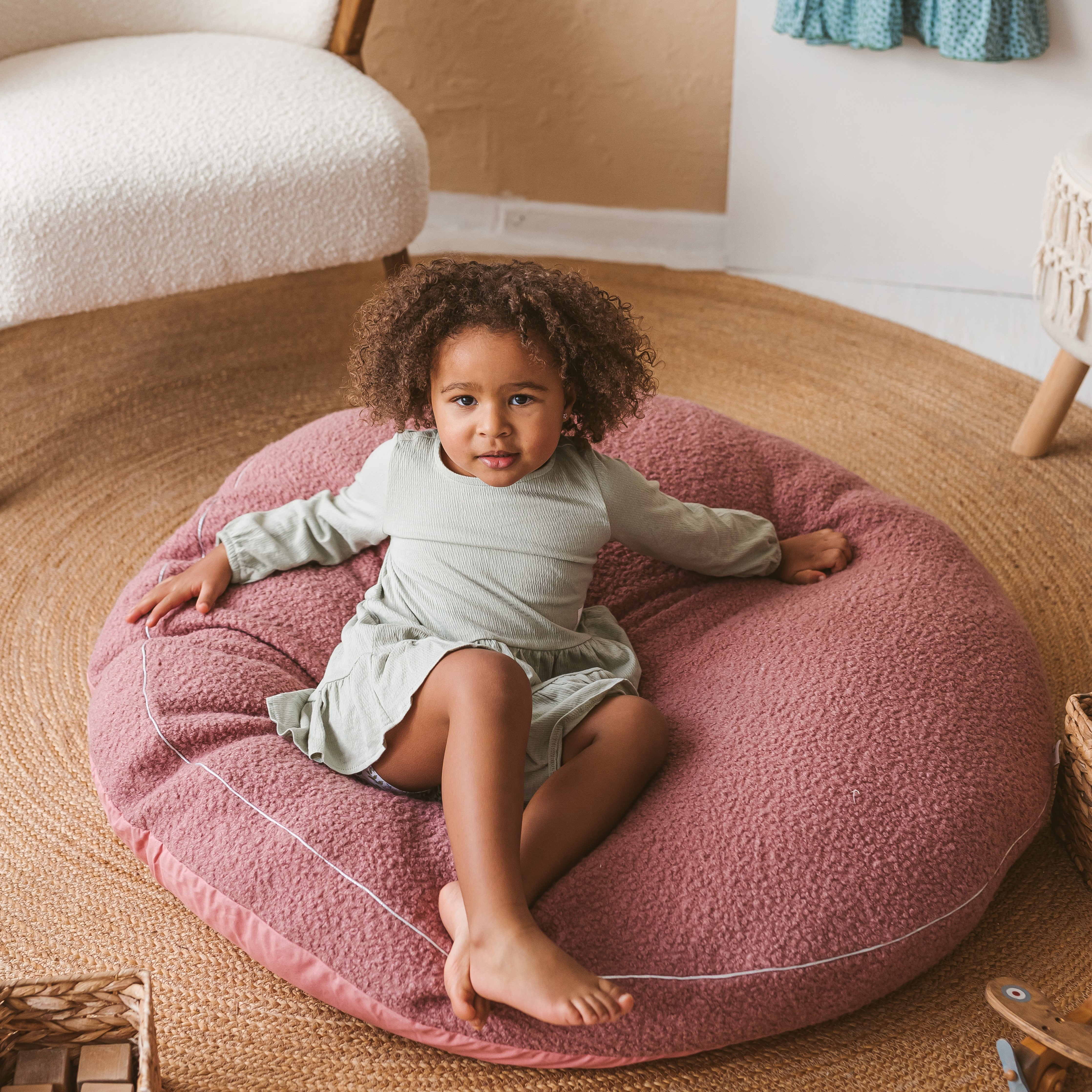 MINICAMP FP-BOUCL-ROSE Kids Floor Cushion in Rose