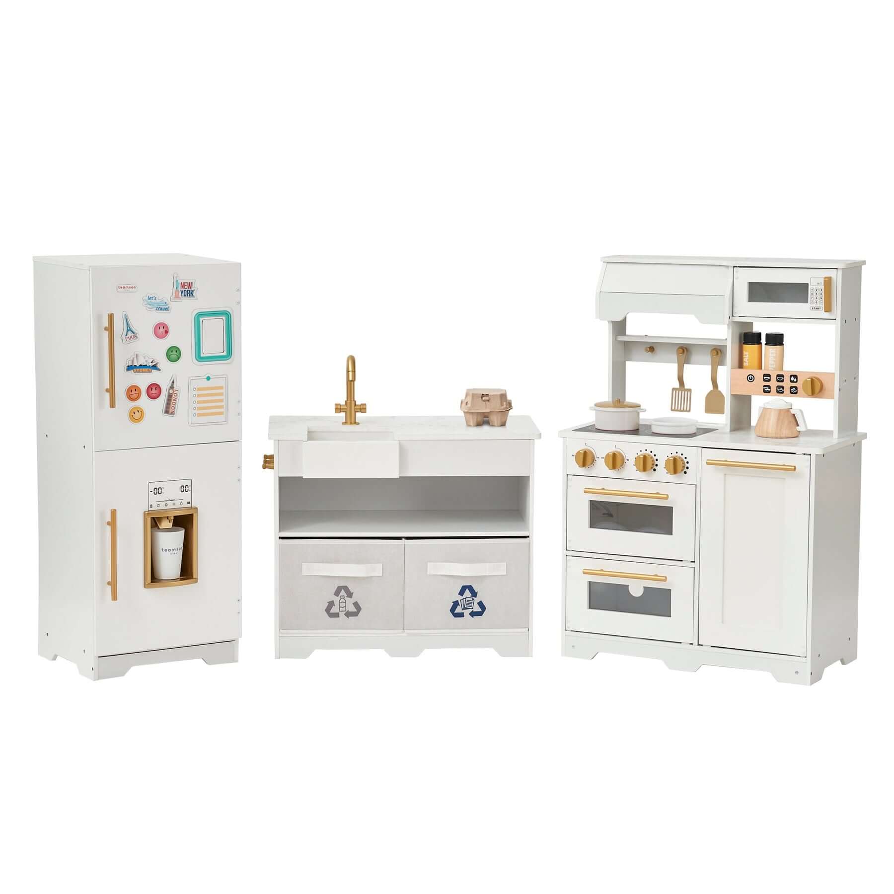 Teamson Kids Little Chef Atlanta Large Modular Play Kitchen TD-13850B white background modular white kitchen