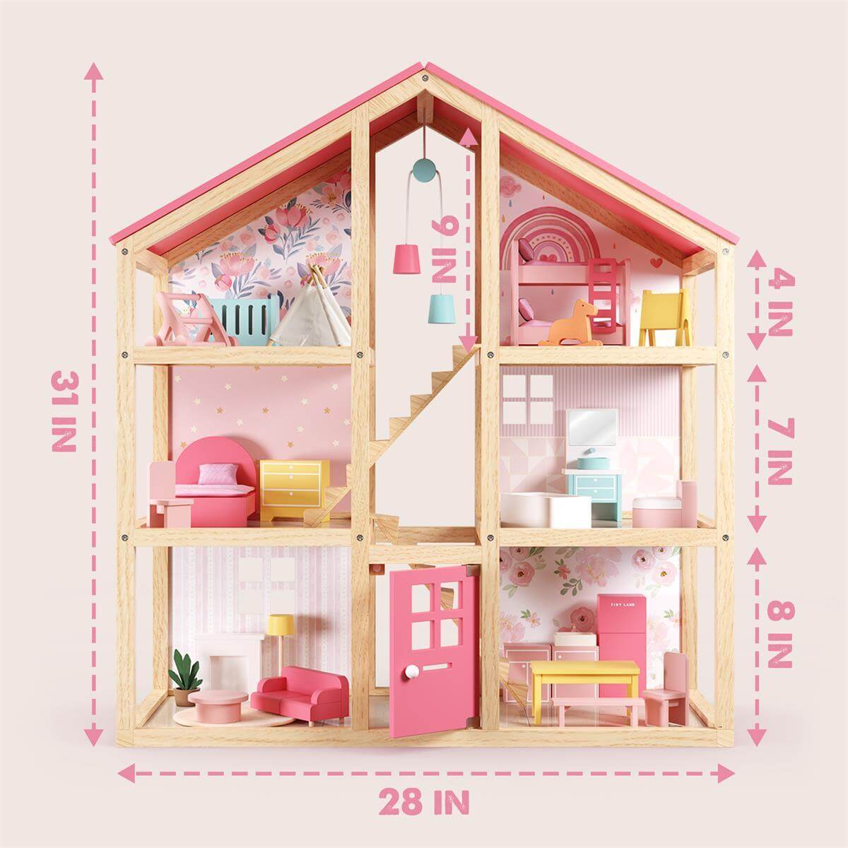 Tiny Land Love Dollhouse with Furniture