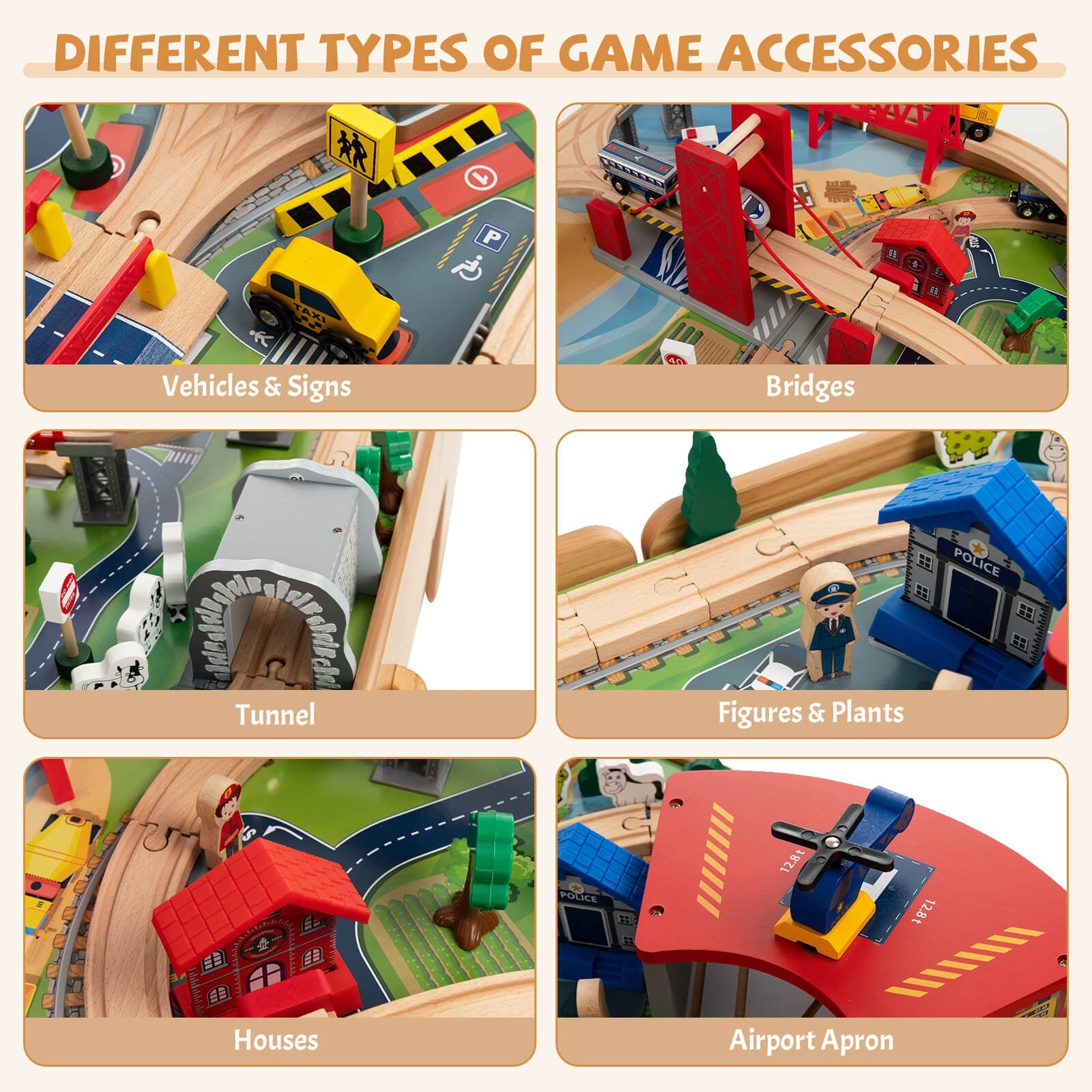 GBruno Kids Double-Sided Wooden Train Table Playset with Storage Drawer
