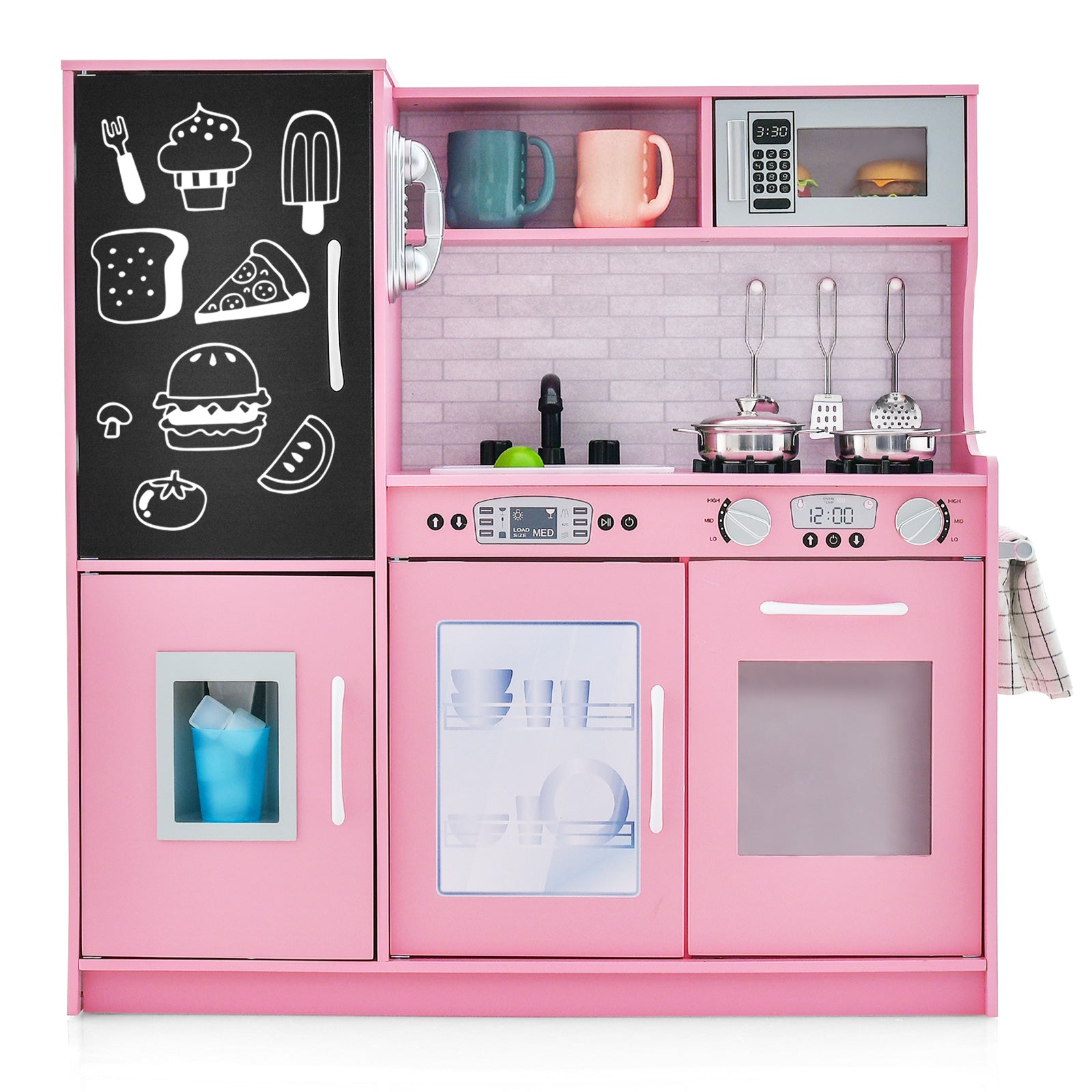 GBruno Toddler Pretend Play Kitchen for Boys and Girls 3-6 Years Old-Pink