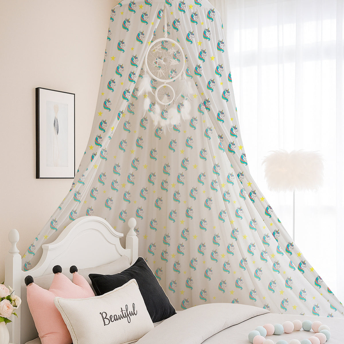 PushpLinen Unicorn Printed Canopy