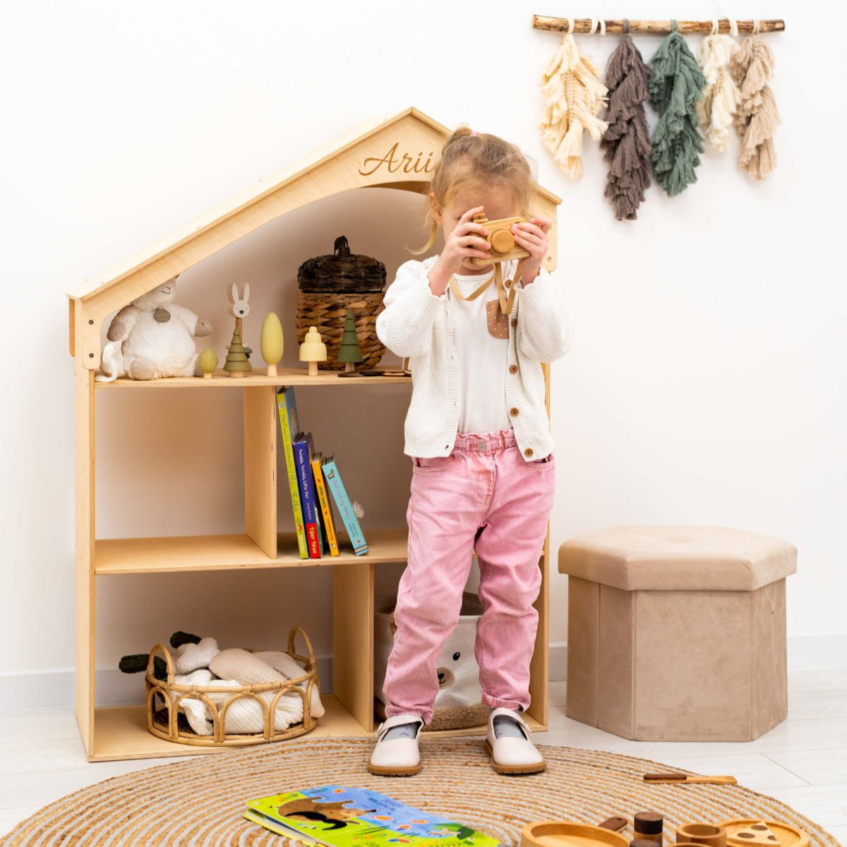 Enjoy the Wood White Dollhouse Bookcase