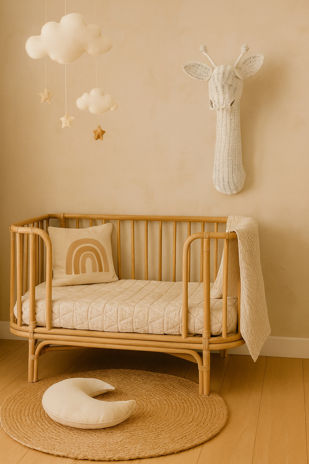 Lullaby Rattan Rattan Giraffe Wall Decor – Boho Nursery & Kids Room Wall Art | Handmade Safari Animal Decor