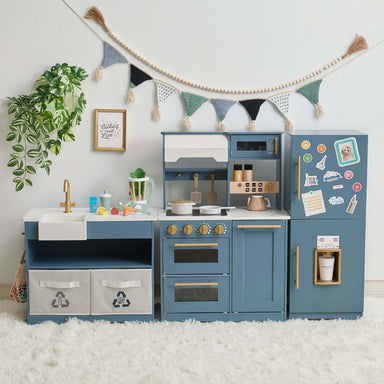 Teamson Kids Little Chef Atlanta Large Modular Play Kitchen TD-13850C front view blue kitchen