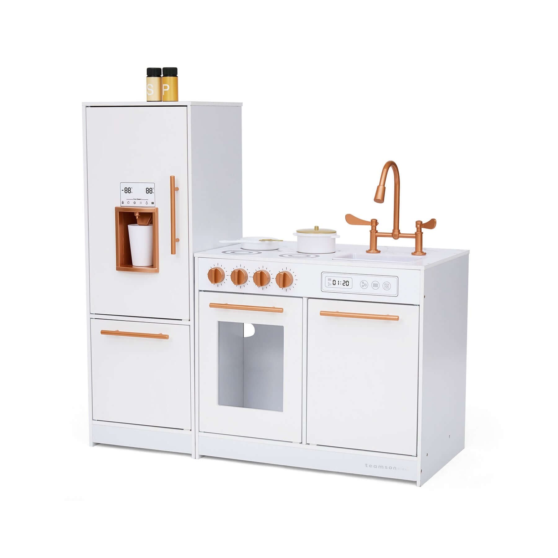 Teamson Kids Little Chef Milano Two-Piece Modular Modern Delight Play Kitchen TD-13811A white background