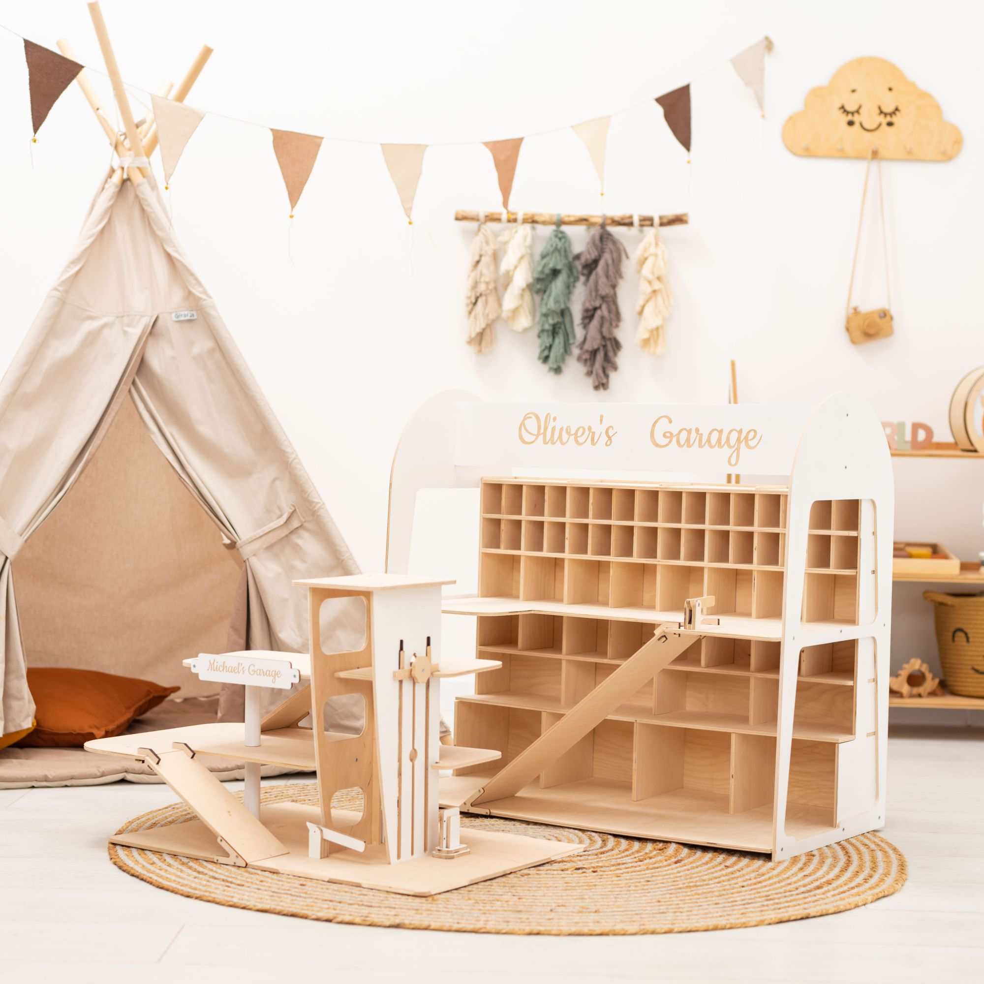 Enjoy the Wood Toy Car Garage Storage