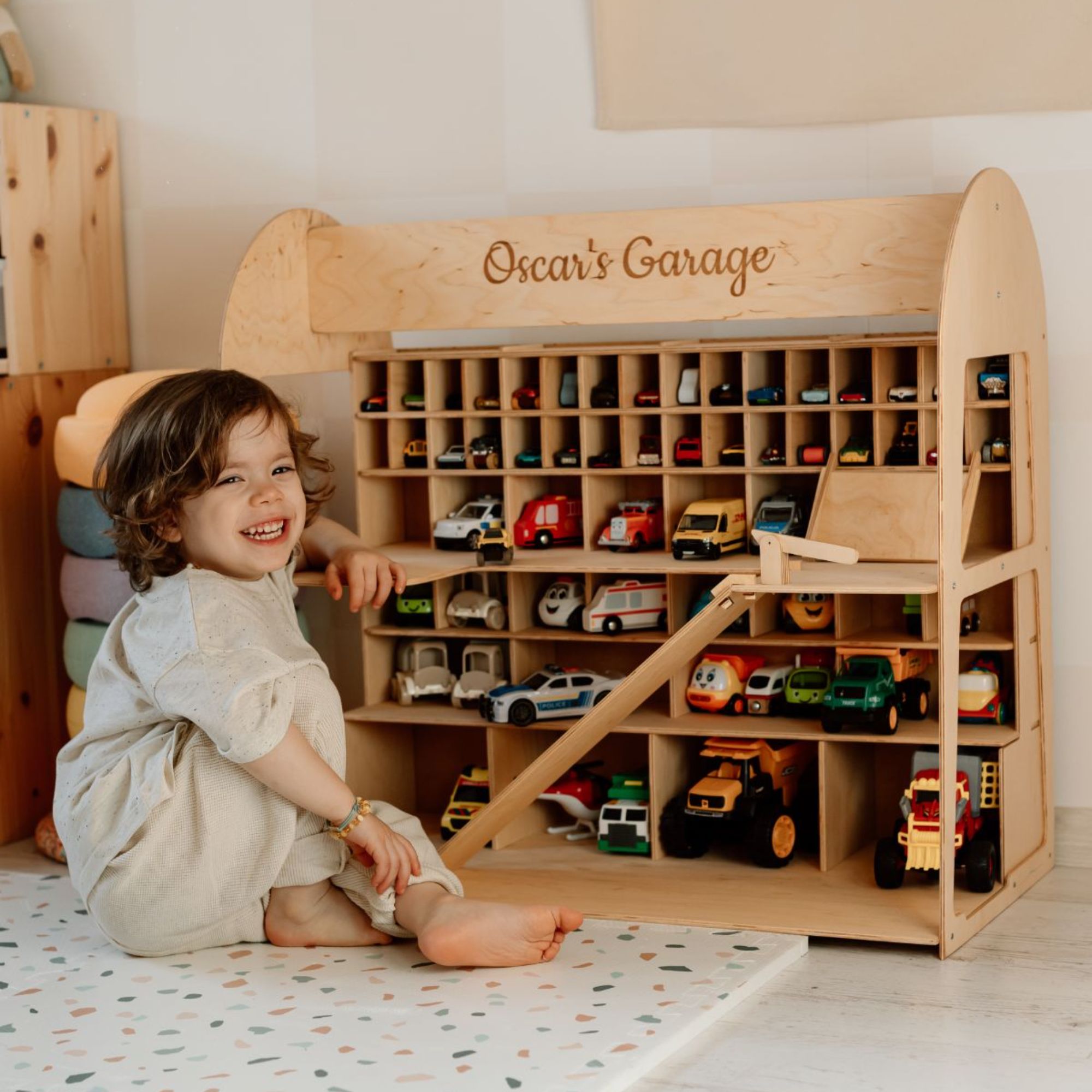 Enjoy the Wood Toy Car Garage Storage