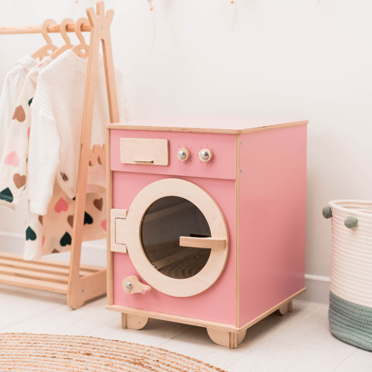 Enjoy the Wood Color Wooden Toy Washing Machine
