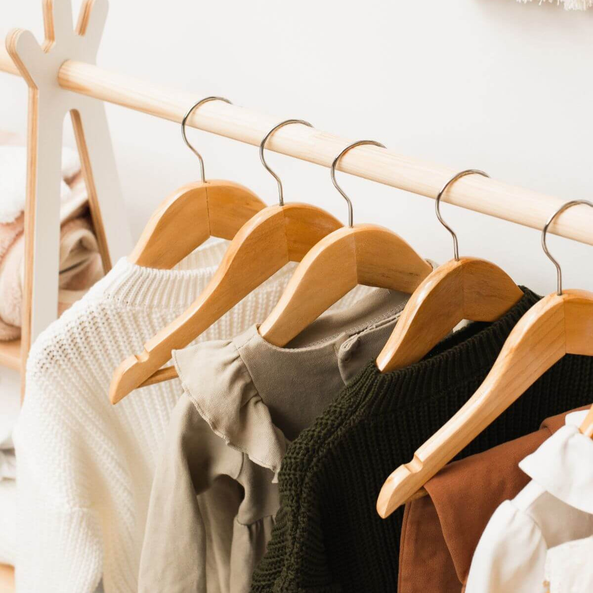 Wooden children's clothing rack