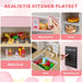 GBruno Wooden Pretend Play Kitchen with Ice Maker Range Hood and Blackboard-Pink GBruno Store