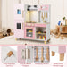 GBruno Wooden Pretend Play Kitchen with Ice Maker Range Hood and Blackboard-Pink GBruno Store