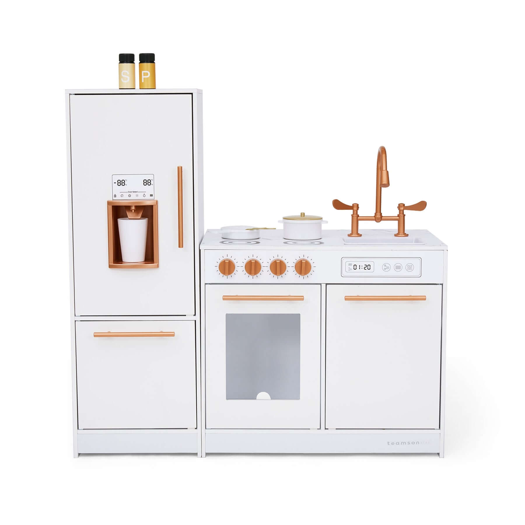 Teamson Kids Little Chef Milano Two-Piece Modular Modern Delight Play Kitchen TD-13811A front view white background